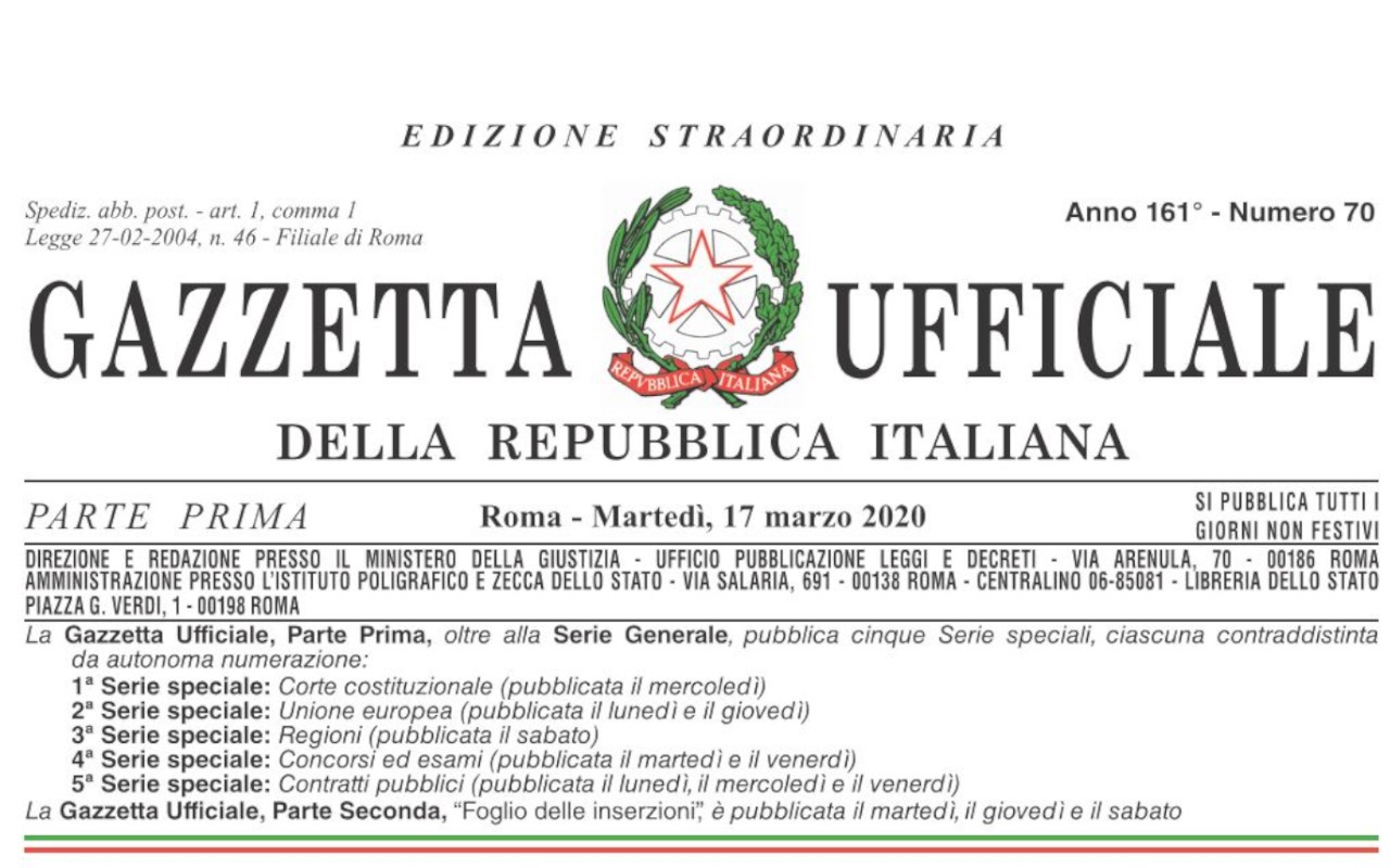 Edizione speciale Gazzetta ufficiale della repubblica italiana